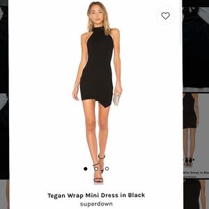 Superdown Tegan Wrap Mini Dress in Black